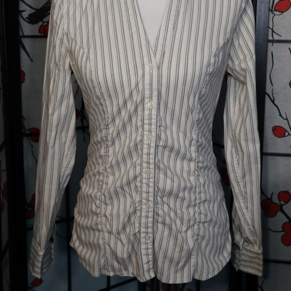 Express Long Sleeve Dress Shirt with Pinstripes, Size Medium - Picture 2 of 4